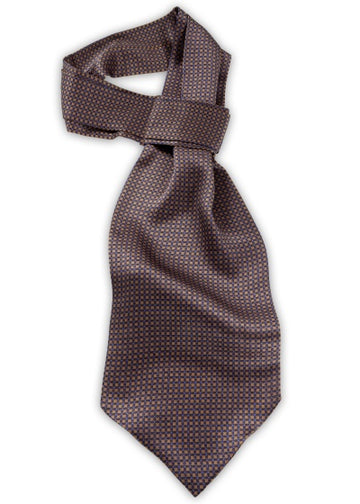 Esarfa Ascot maro cupru albastru deschis structura cutie